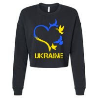 Support Ukraine Heart Doves Cropped Pullover Crew