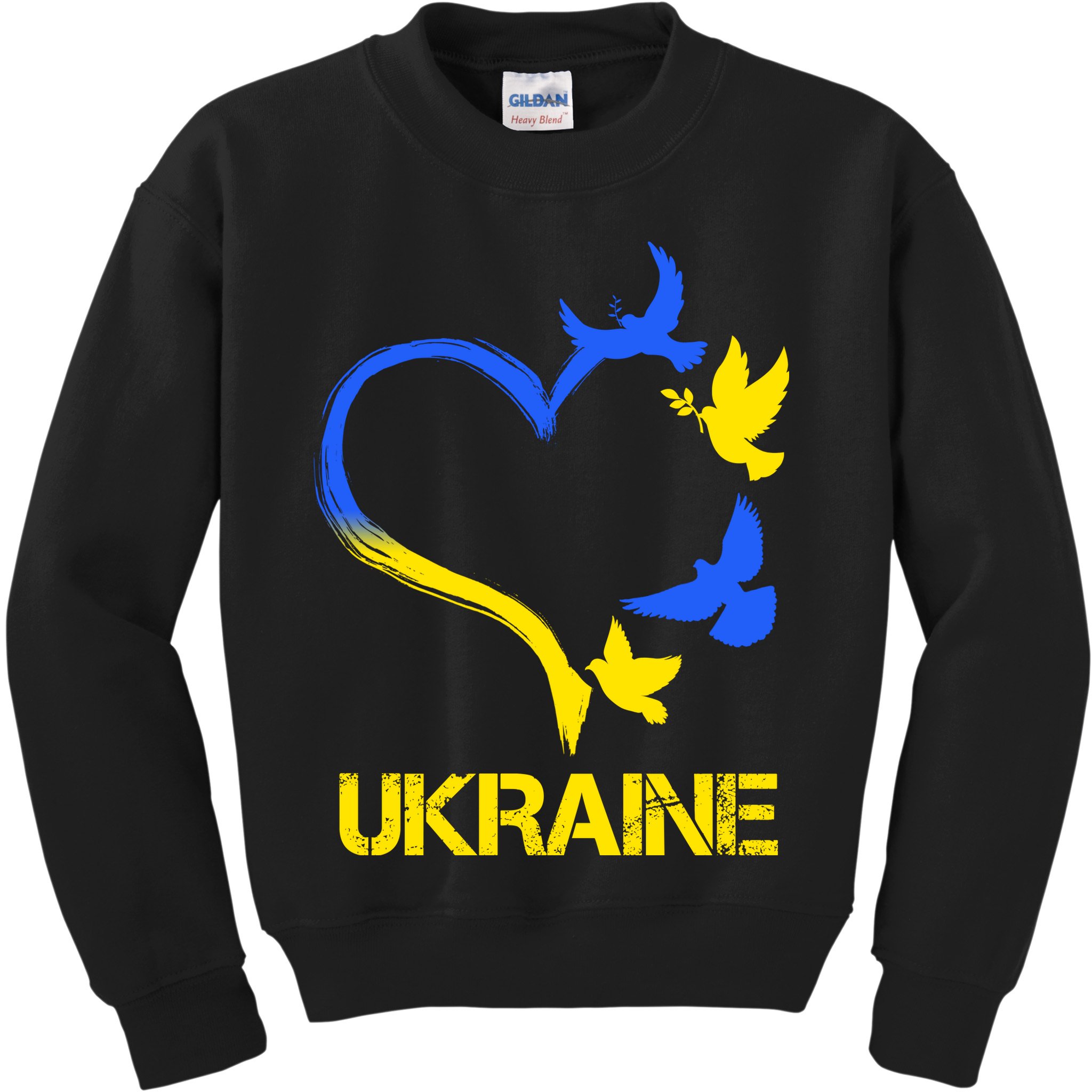 Support Ukraine Heart Doves Kids Sweatshirt