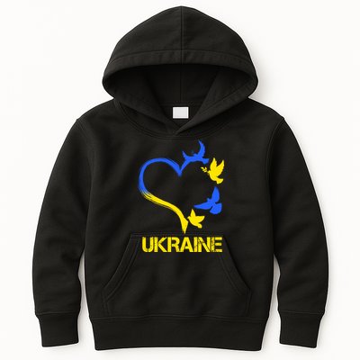 Support Ukraine Heart Doves Kids Hoodie