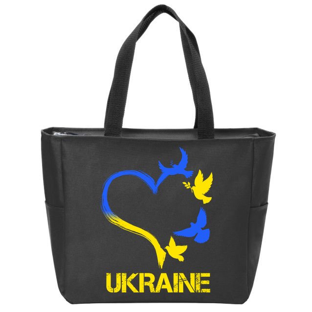 Support Ukraine Heart Doves Zip Tote Bag