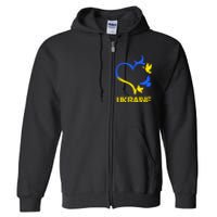 Support Ukraine Heart Doves Full Zip Hoodie