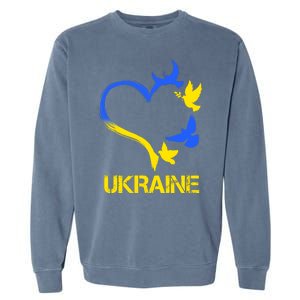 Support Ukraine Heart Doves Garment-Dyed Sweatshirt