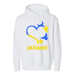 Support Ukraine Heart Doves Garment-Dyed Fleece Hoodie