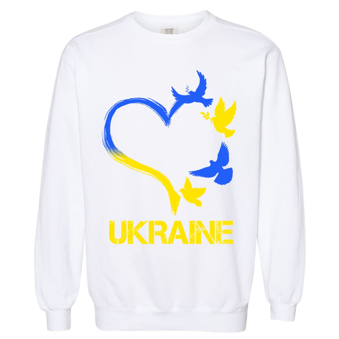 Support Ukraine Heart Doves Garment-Dyed Sweatshirt