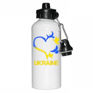 Support Ukraine Heart Doves Aluminum Water Bottle