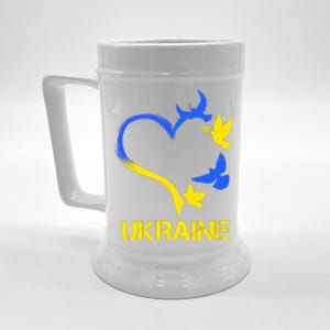 Support Ukraine Heart Doves Beer Stein