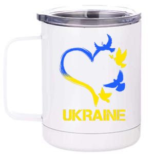 Support Ukraine Heart Doves 12 oz Stainless Steel Tumbler Cup