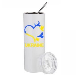 Support Ukraine Heart Doves Stainless Steel Tumbler