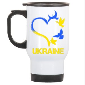 Support Ukraine Heart Doves Stainless Steel Travel Mug