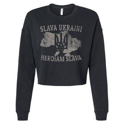 Slava Ukraini Heroiam Slava Glory To Heroes Glory To Ukraine Cropped Pullover Crew