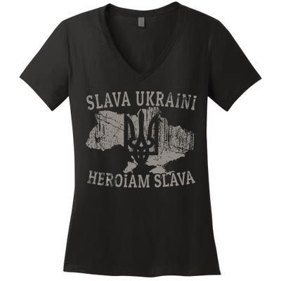 Slava Ukraini Heroiam Slava Glory To Heroes Glory To Ukraine Women's V-Neck T-Shirt