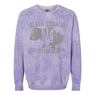 Slava Ukraini Heroiam Slava Glory To Heroes Glory To Ukraine Colorblast Crewneck Sweatshirt