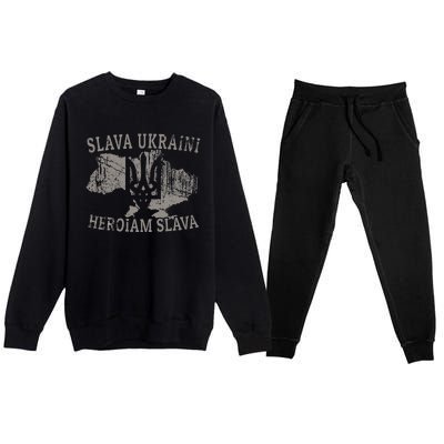 Slava Ukraini Heroiam Slava Glory To Heroes Glory To Ukraine Premium Crewneck Sweatsuit Set