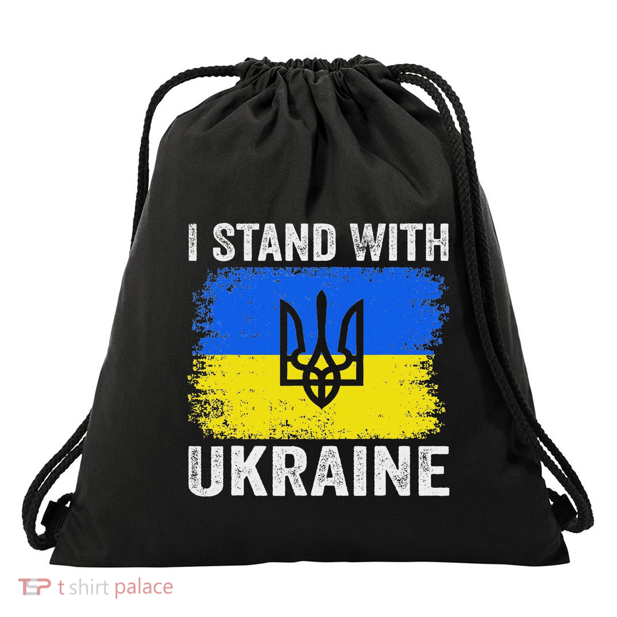 Support Ukraine I Stand With Ukraine Ukrainian Flag Drawstring Bag