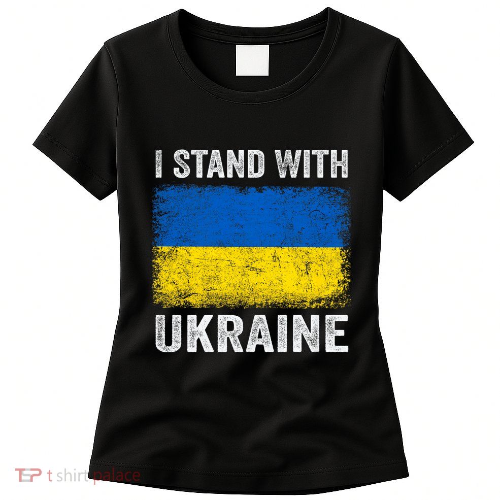 Support Ukraine I Stand With Ukraine Ukrainian Flag Womens T-Shirt