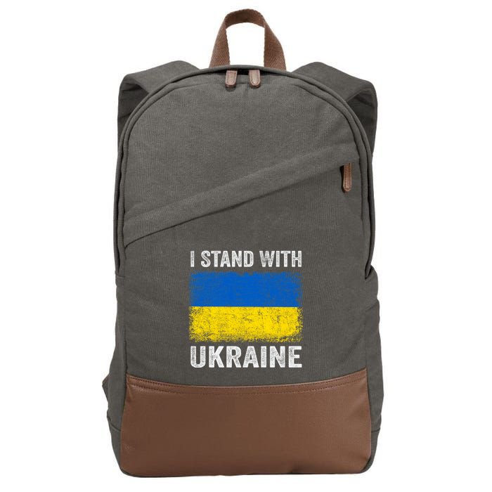 Support Ukraine I Stand With Ukraine Ukrainian Flag Cotton Canvas Backpack