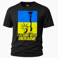 Support Ukraine I Stand With Ukraine Ukrainian Flag Cooling Performance Crew T-Shirt