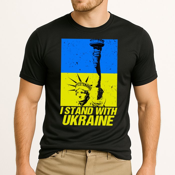 Support Ukraine I Stand With Ukraine Ukrainian Flag Cooling Performance Crew T-Shirt