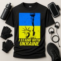 Support Ukraine I Stand With Ukraine Ukrainian Flag Cooling Performance Crew T-Shirt