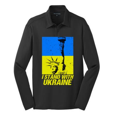 Support Ukraine I Stand With Ukraine Ukrainian Flag Silk Touch Performance Long Sleeve Polo