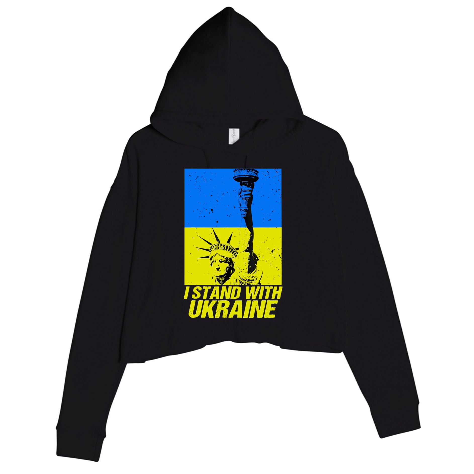 Support Ukraine I Stand With Ukraine Ukrainian Flag Crop Fleece Hoodie
