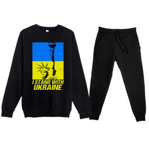 Support Ukraine I Stand With Ukraine Ukrainian Flag Premium Crewneck Sweatsuit Set