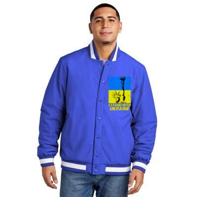 Support Ukraine I Stand With Ukraine Ukrainian Flag Insulated Varsity Jacket