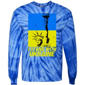 Support Ukraine I Stand With Ukraine Ukrainian Flag Tie-Dye Long Sleeve Shirt