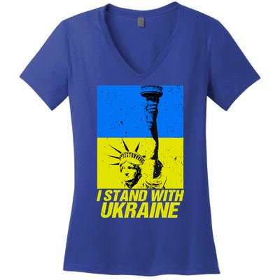Support Ukraine I Stand With Ukraine Ukrainian Flag Women's V-Neck T-Shirt