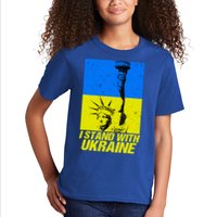 Support Ukraine I Stand With Ukraine Ukrainian Flag Kids T-Shirt