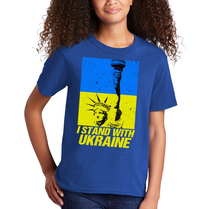 Support Ukraine I Stand With Ukraine Ukrainian Flag Kids T-Shirt