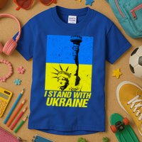 Support Ukraine I Stand With Ukraine Ukrainian Flag Kids T-Shirt