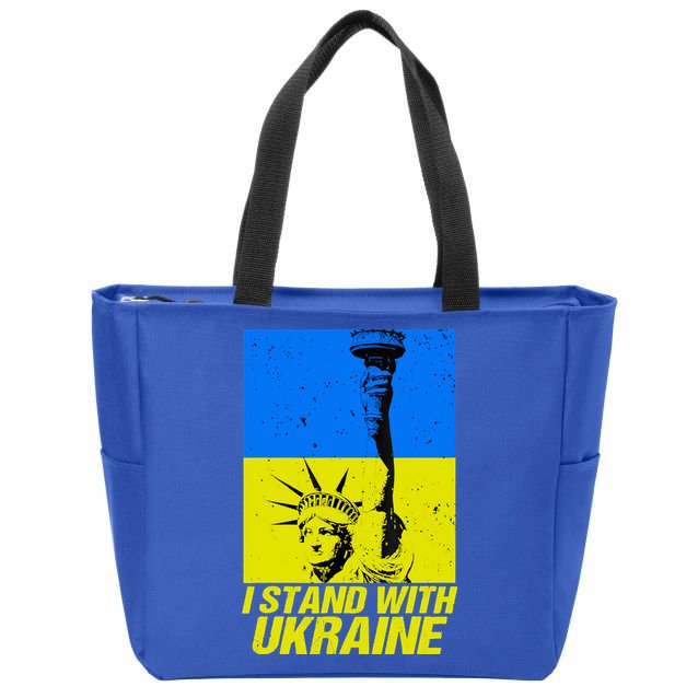 Support Ukraine I Stand With Ukraine Ukrainian Flag Zip Tote Bag