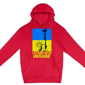 Support Ukraine I Stand With Ukraine Ukrainian Flag Premium Pullover Hoodie