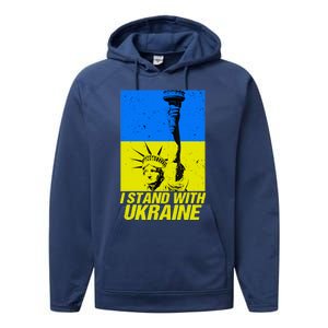 Support Ukraine I Stand With Ukraine Ukrainian Flag Performance Fleece Hoodie