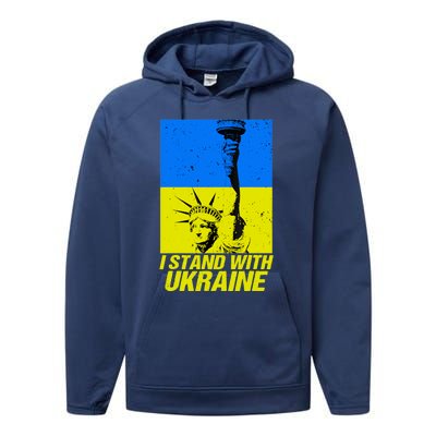 Support Ukraine I Stand With Ukraine Ukrainian Flag Performance Fleece Hoodie