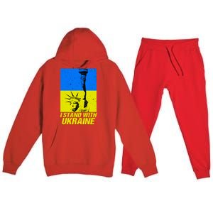 Support Ukraine I Stand With Ukraine Ukrainian Flag Premium Hooded Sweatsuit Set