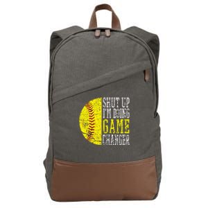 Shut Up IM Doing Game Changer Funny Baseball Player Cotton Canvas Backpack