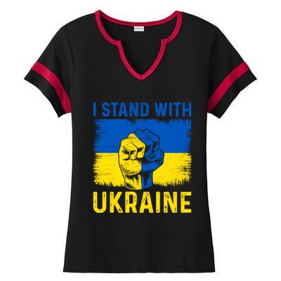 Support Ukraine I Stand With Ukraine Ukrainian Flag Great Gift Ladies Halftime Notch Neck Tee