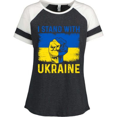 Support Ukraine I Stand With Ukraine Ukrainian Flag Great Gift Enza Ladies Jersey Colorblock Tee