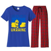 Support Ukraine I Stand With Ukraine Ukrainian Flag Great Gift Women's Flannel Pajama Set