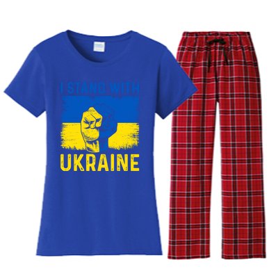 Support Ukraine I Stand With Ukraine Ukrainian Flag Great Gift Women's Flannel Pajama Set