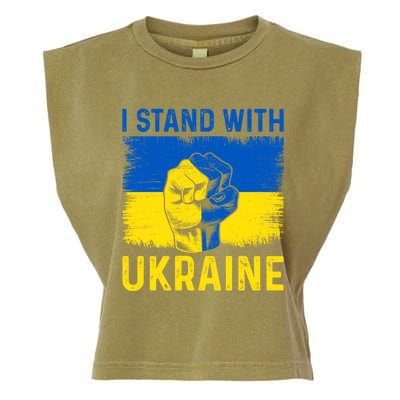 Support Ukraine I Stand With Ukraine Ukrainian Flag Great Gift Garment-Dyed Women's Muscle Tee