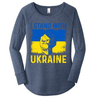 Support Ukraine I Stand With Ukraine Ukrainian Flag Great Gift Women's Perfect Tri Tunic Long Sleeve Shirt