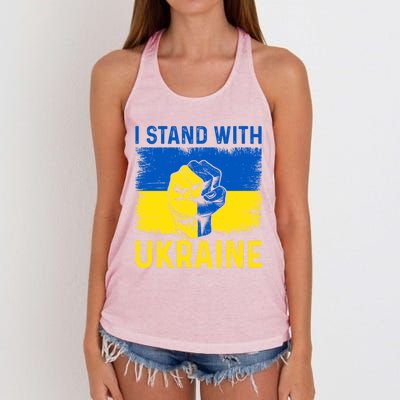 Support Ukraine I Stand With Ukraine Ukrainian Flag Great Gift Women's Knotted Racerback Tank