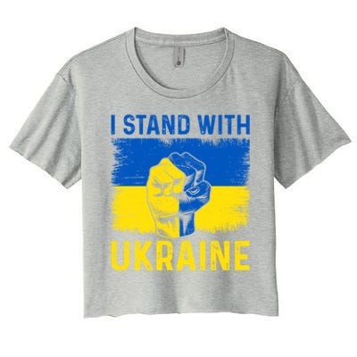 Support Ukraine I Stand With Ukraine Ukrainian Flag Great Gift Women's Crop Top Tee