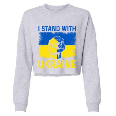 Support Ukraine I Stand With Ukraine Ukrainian Flag Great Gift Cropped Pullover Crew