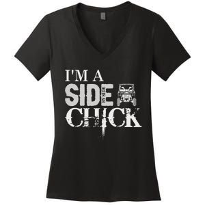 Sxs Utv IM A Side By Side Chick Canam Defender Women's V-Neck T-Shirt