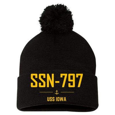 SSN797 USS Iowa Pom Pom 12in Knit Beanie