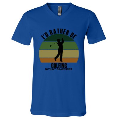 Special Unique Id Rather Be Golfing My Grandsons Gift V-Neck T-Shirt